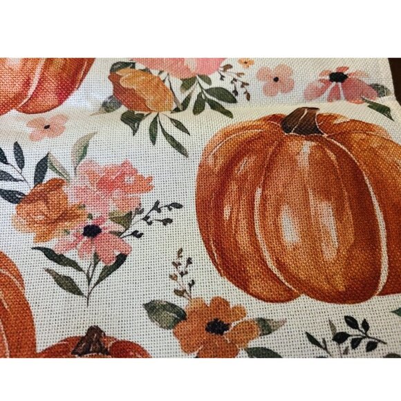 Pumpkin Table Runner Decorative Cloth Floral Decor Fall Decoration Thanksgiving - Picture 5 of 11